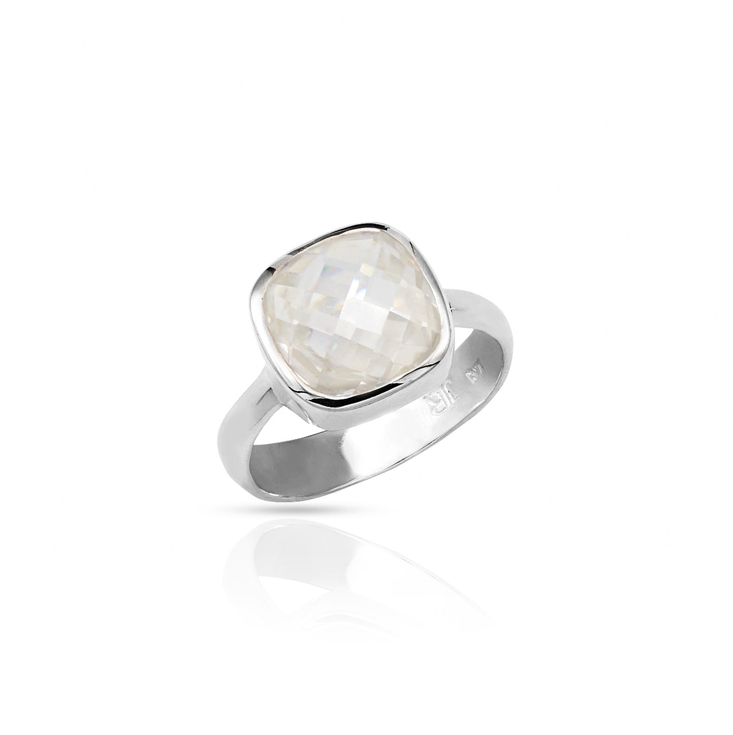 Jantier: Chevalière en Argent Rhodié 925 avec Zirconia Carré