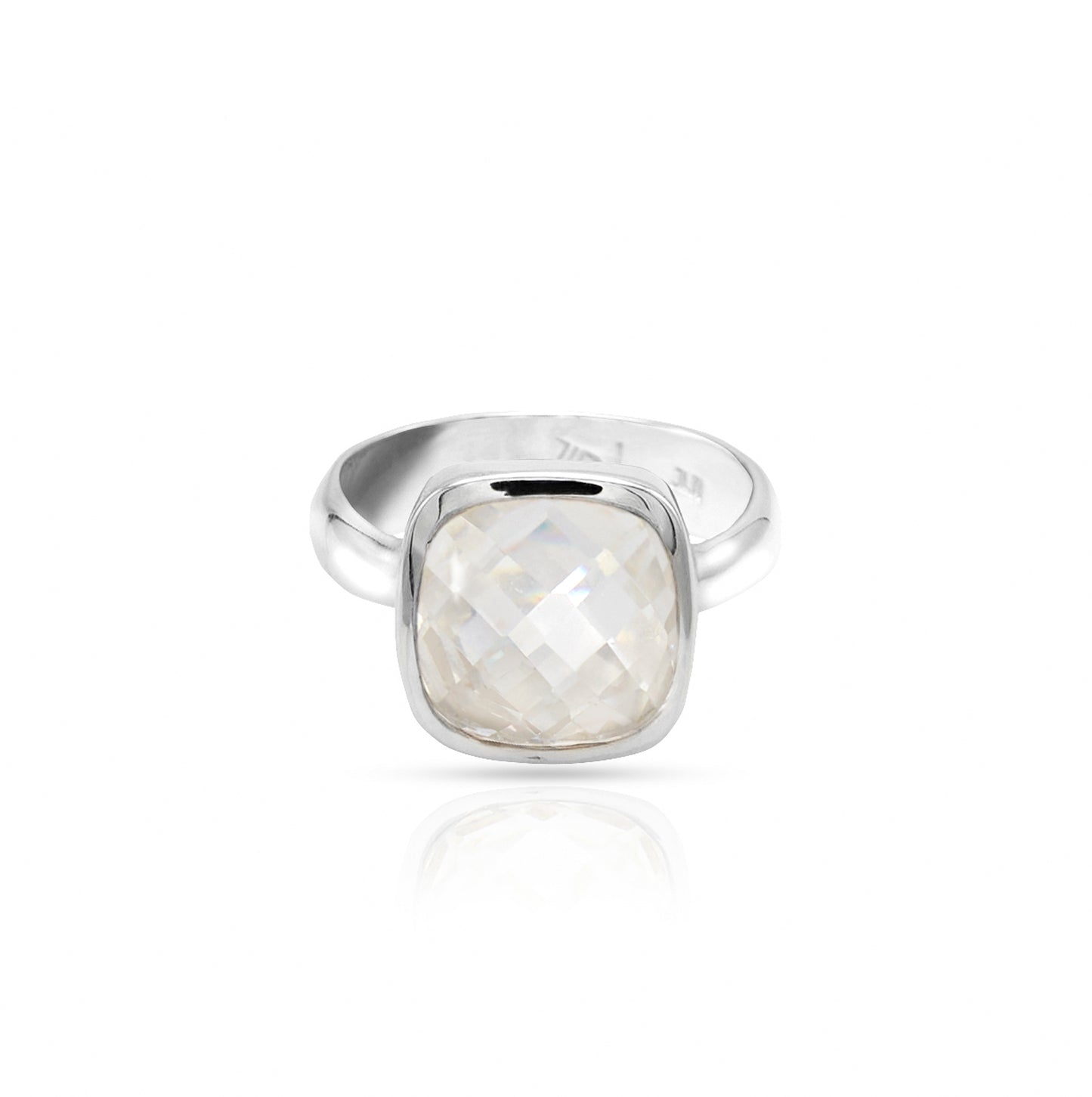 Jantier: Chevalière en Argent Rhodié 925 avec Zirconia Carré