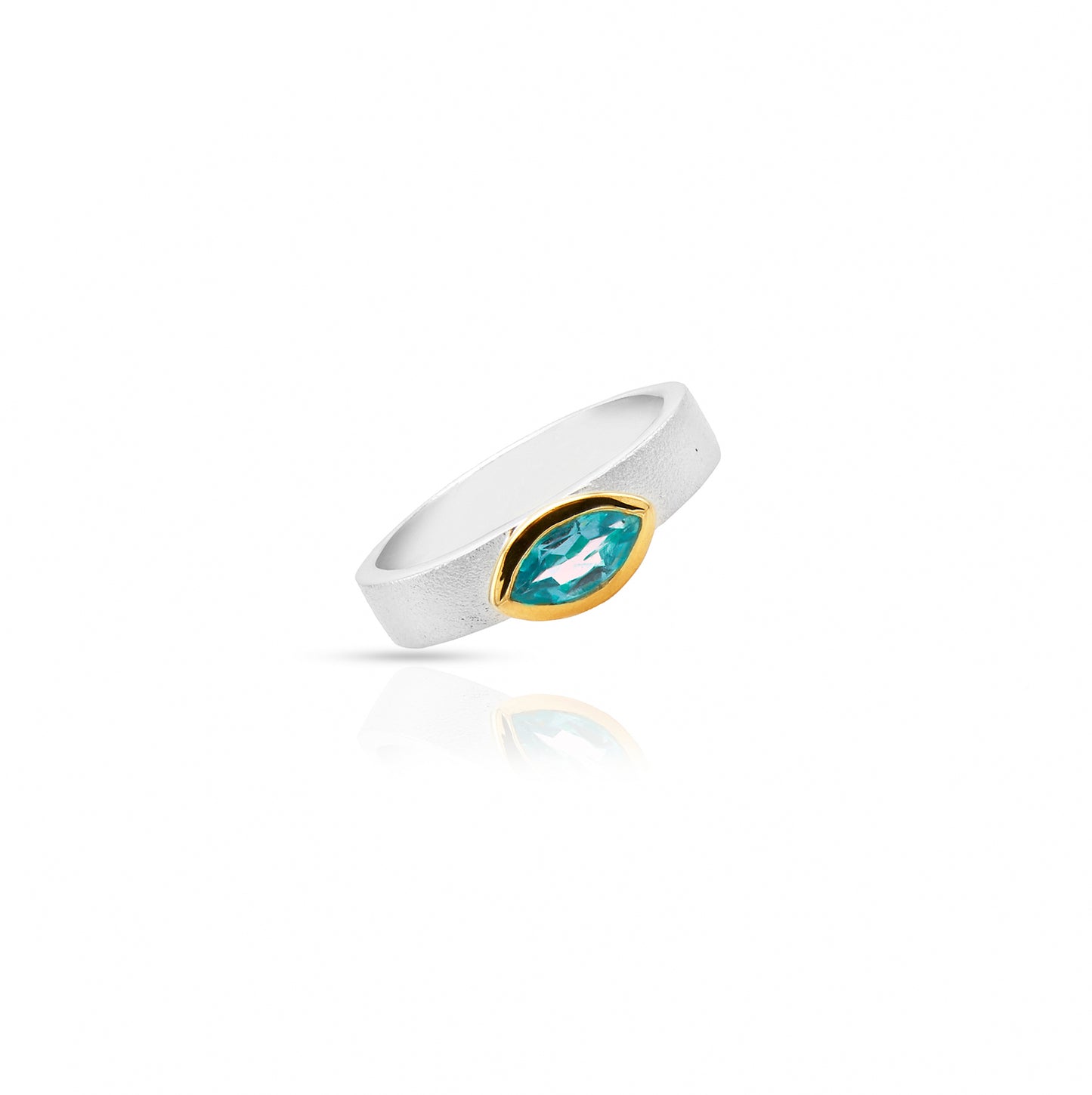 Jantier: Princess Ring in 925 Silver Gold Plated with Topaz