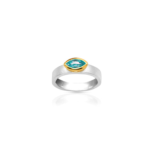 Jantier: Princess Ring in 925 Silver Gold Plated with Topaz
