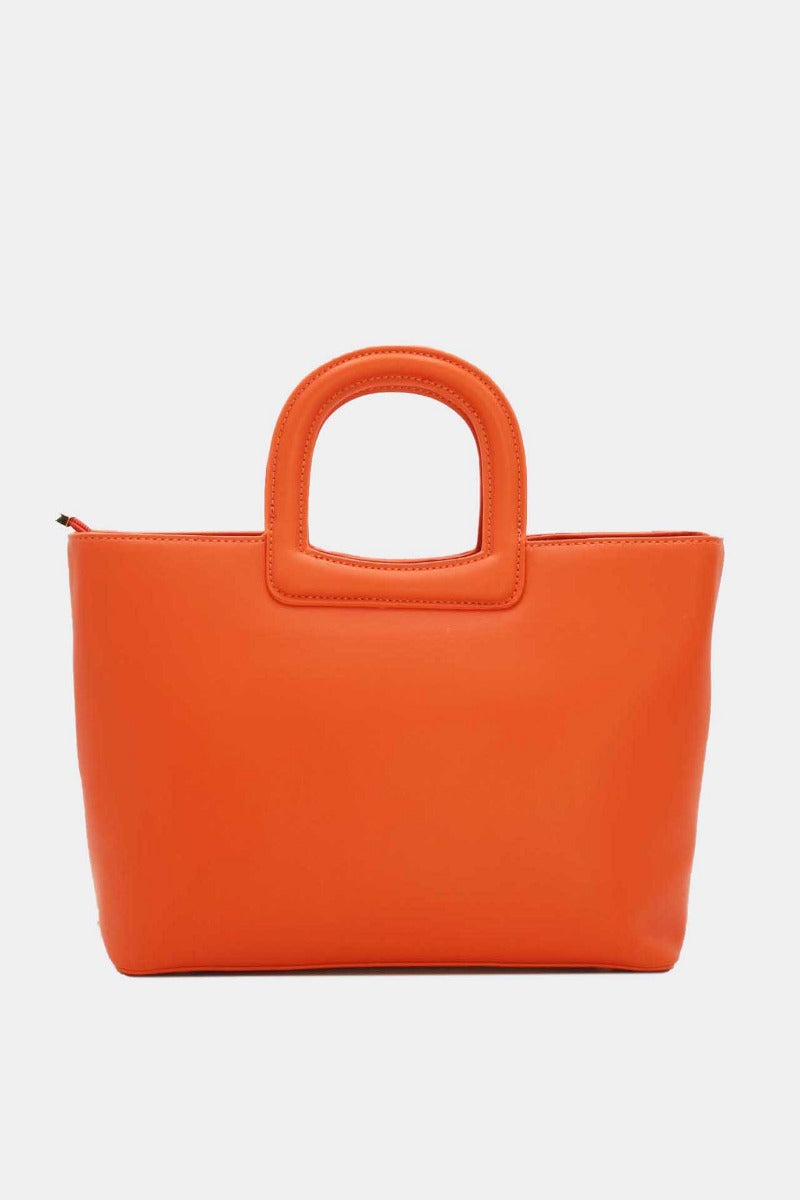 Orange Unicolor Belt Tote Bag