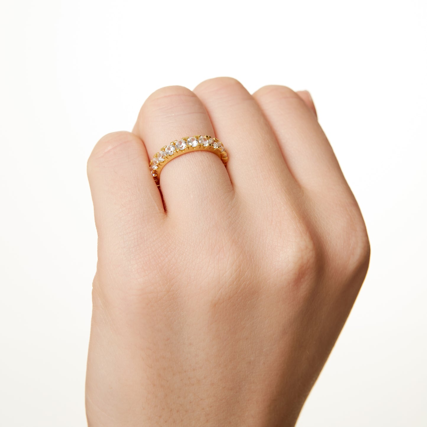 Jantier: Bague 'You Rock' Argent 925 et Plaquage Or, Zircon Lumineux