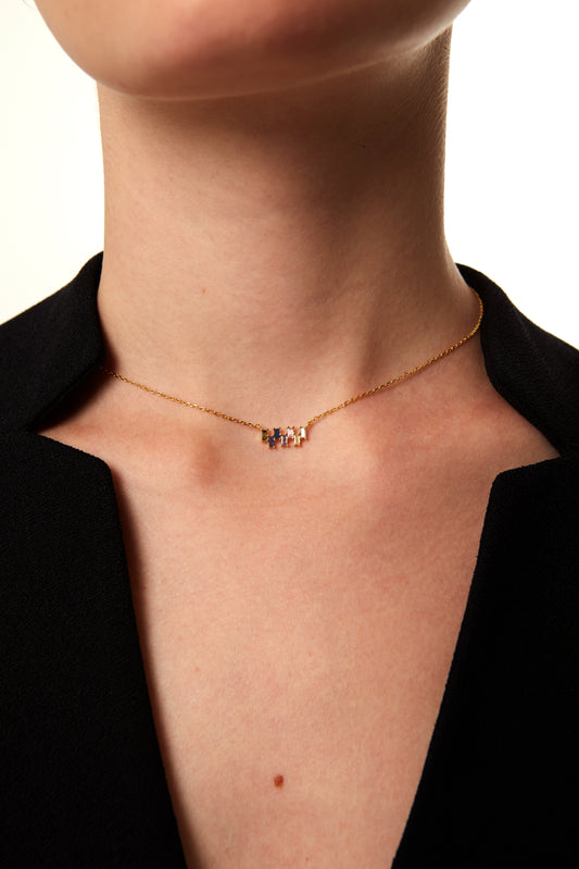 Jantier: The ride necklace - 925/100 gold-plated silver - Rectangular zircon crystals