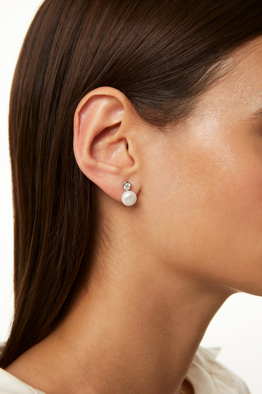 Jantier: Ocean Earrings in Silver with Pearly Stones