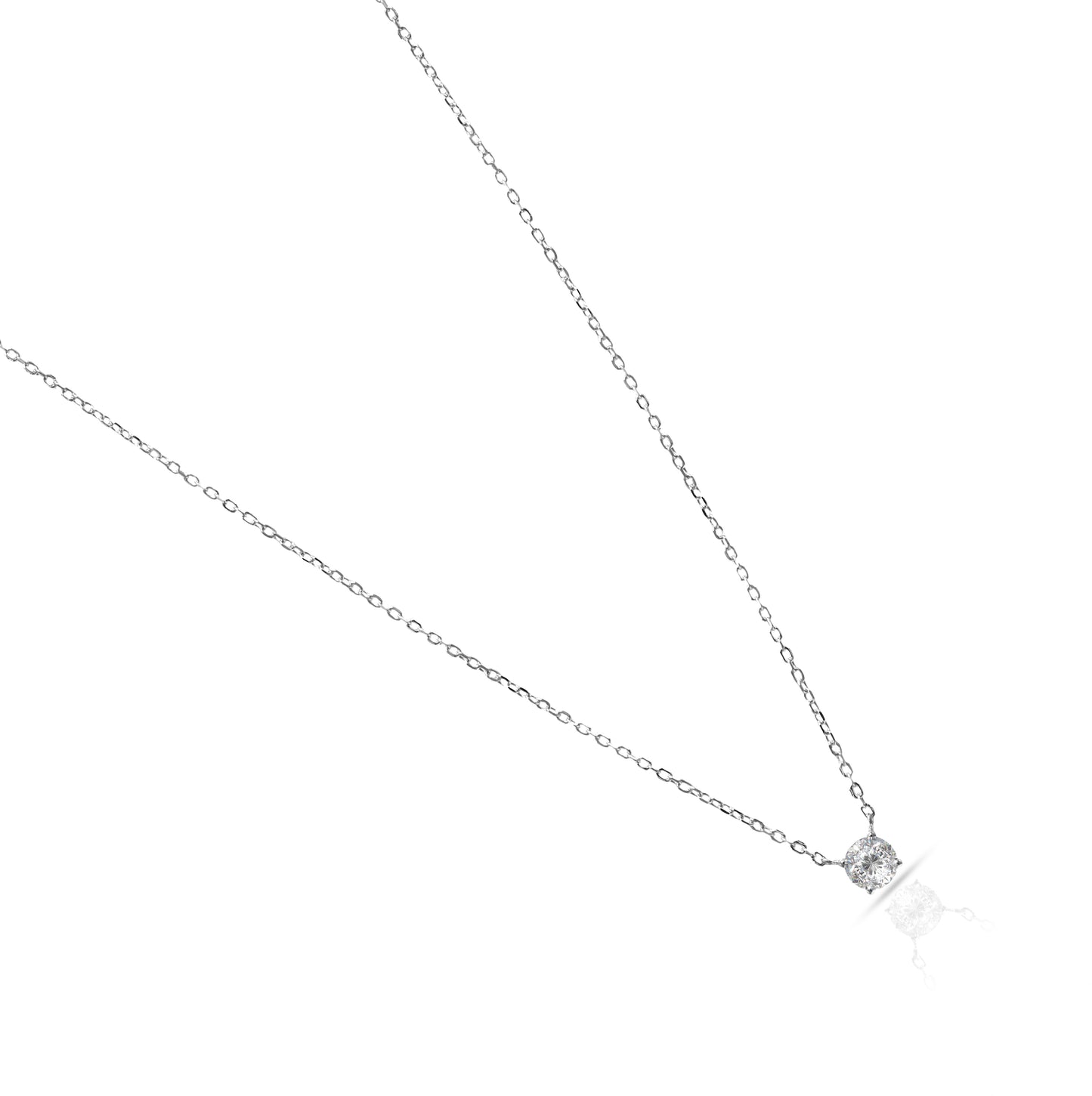 Jantier: Collier Solitaire en Argent Plaqué Or 1 Micron avec Zircon