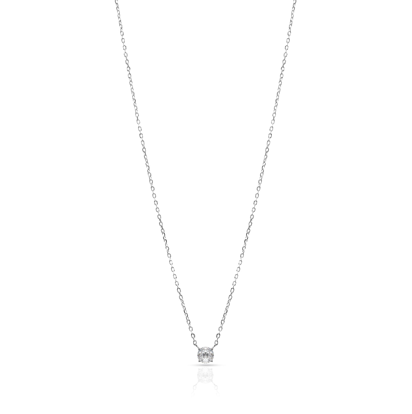 Jantier: Collier Solitaire en Argent Plaqué Or 1 Micron avec Zircon