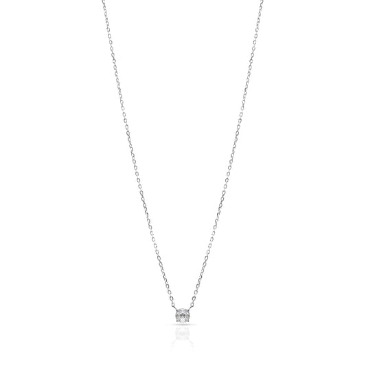 Jantier: 1 Micron Gold Plated Silver Solitaire Necklace with Zircon