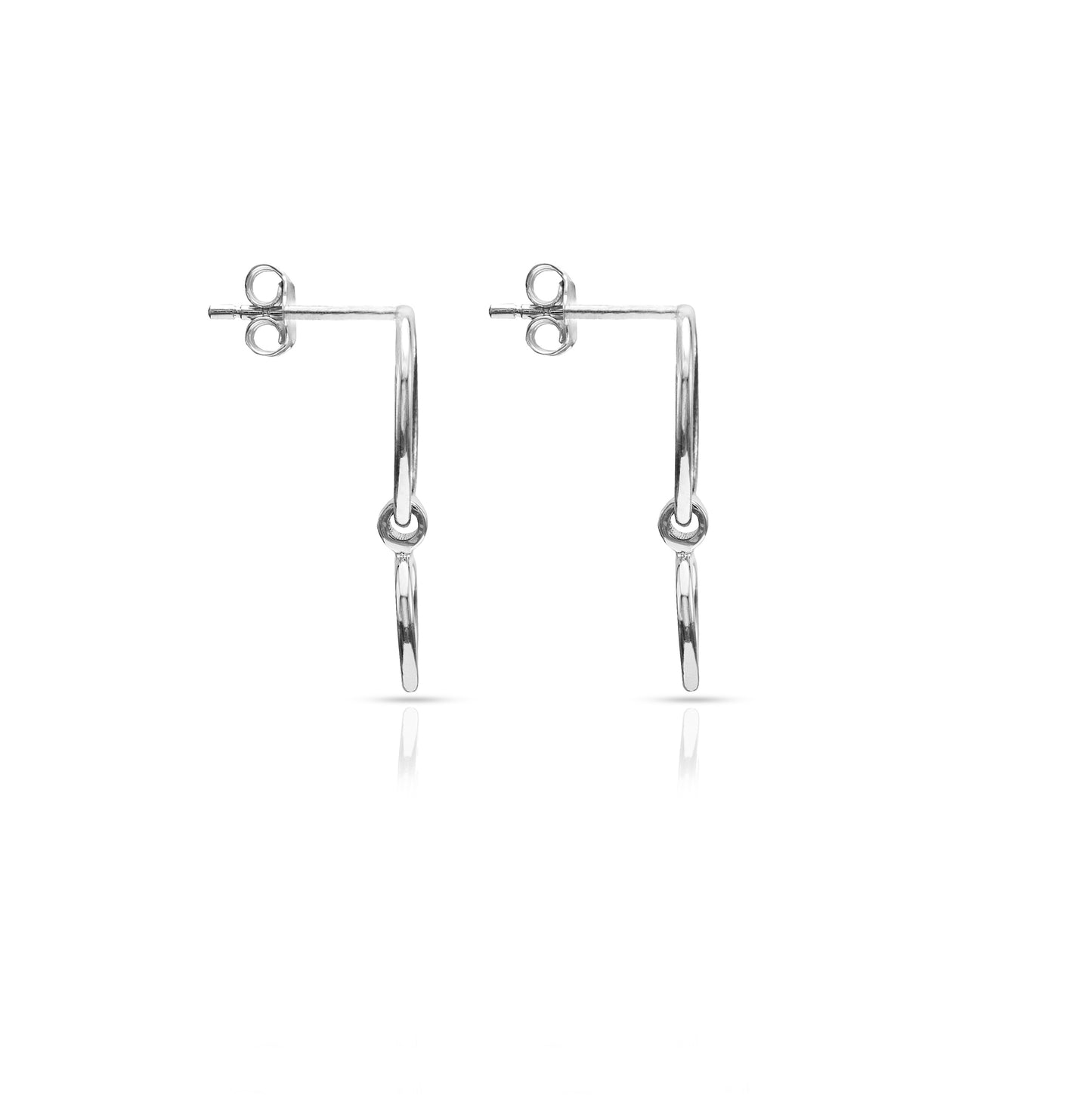 Jantier: Boucles d'oreilles urbaines Argent Rhodié 925 - Deux Anneaux