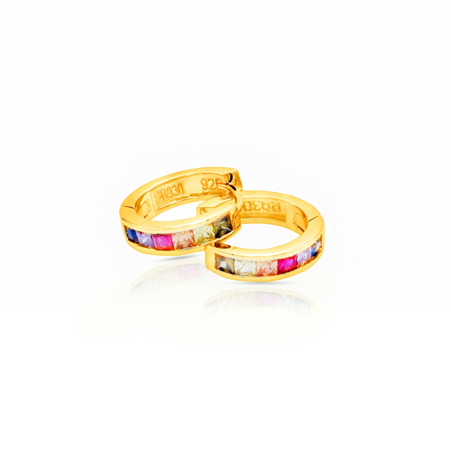 Jantier : Boucles d'oreilles modernes Argent plaqué or