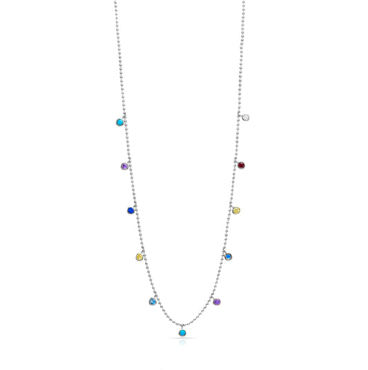 Jantier: Meteorite necklace - 925/100 silver - With spherical pendants - Available with white crystals