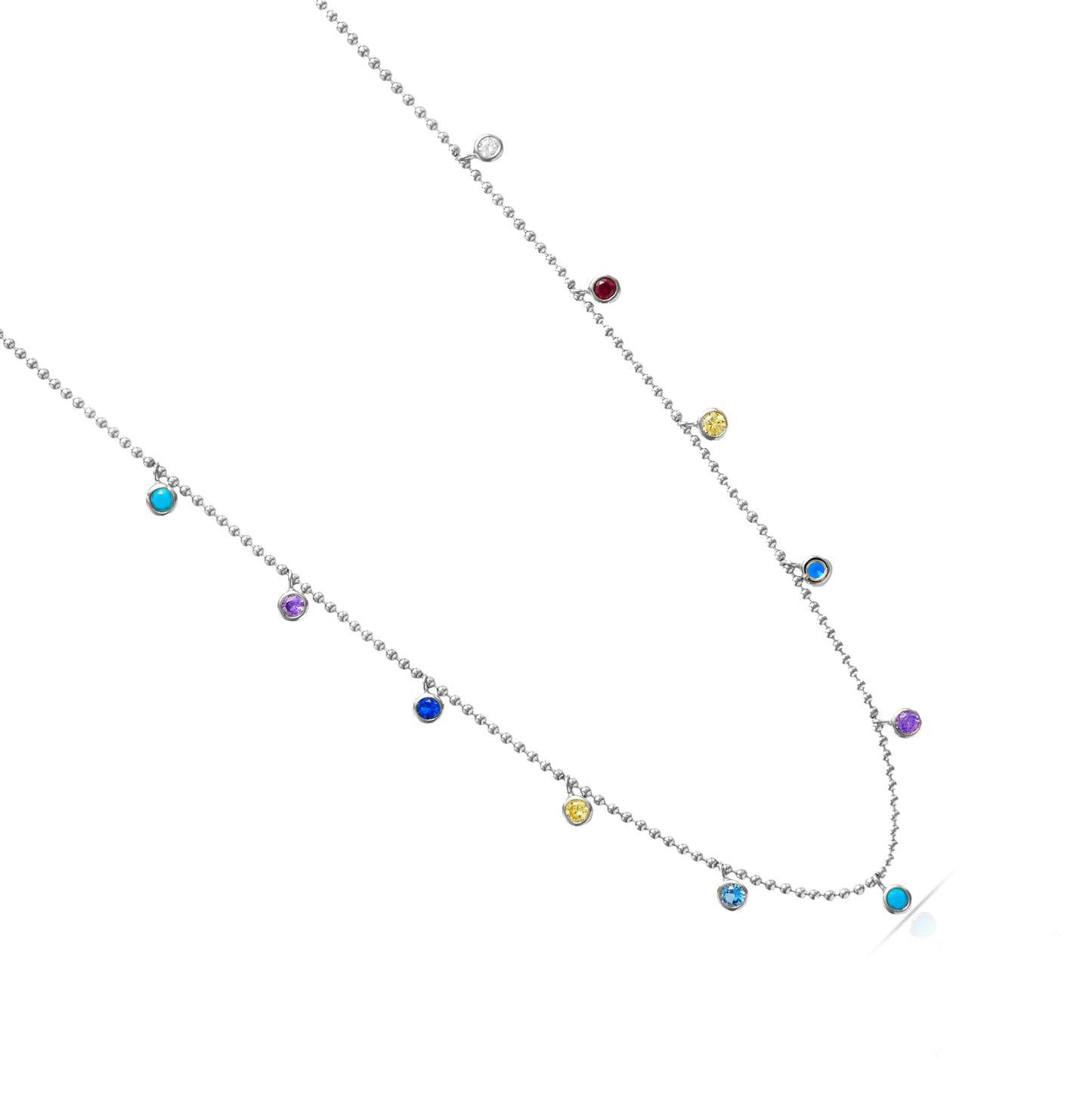 Jantier : Collier météorites - Argent 925/100 - Avec pampilles sphériques - Disponible avec cristaux blancs