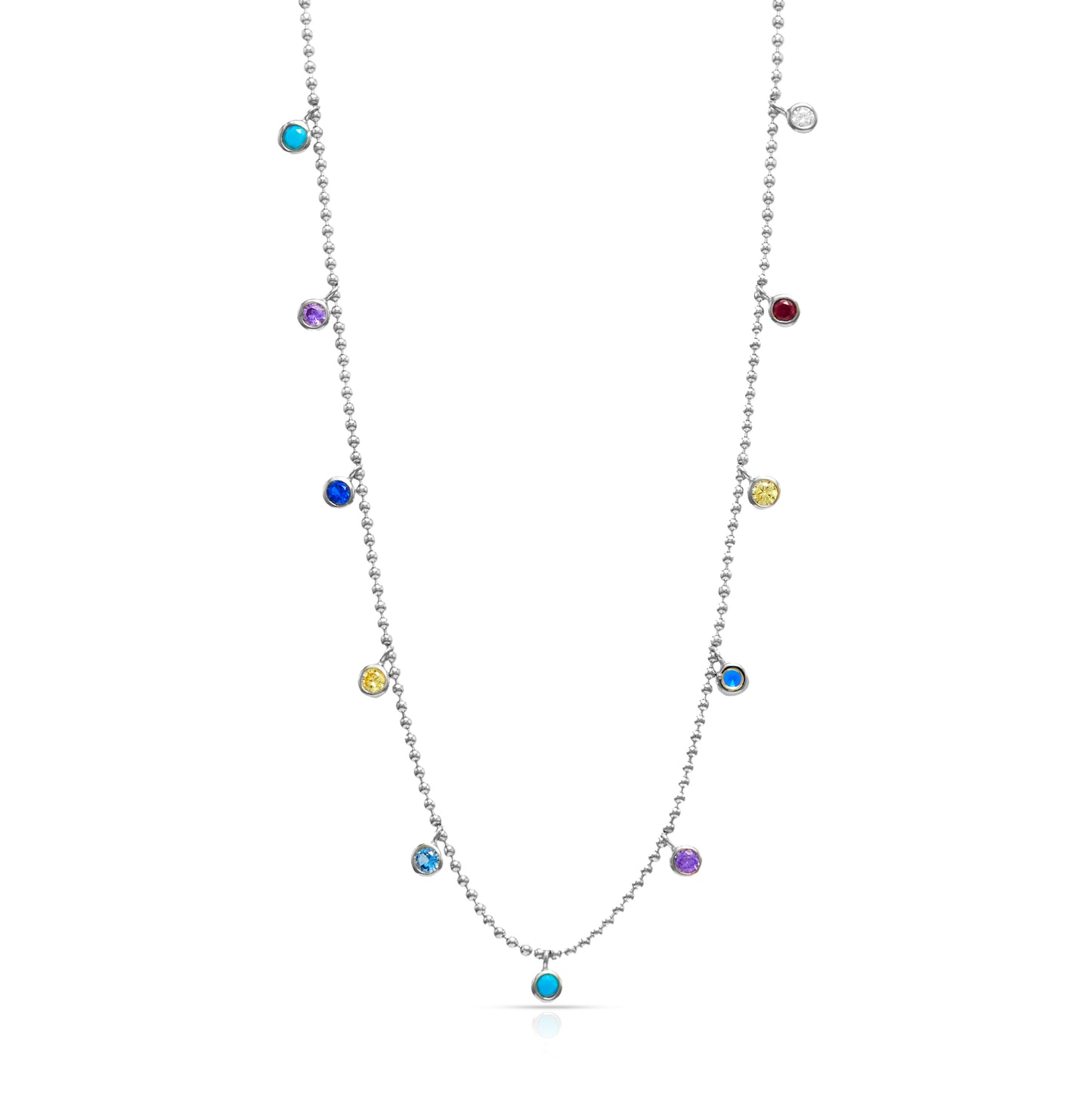 Jantier : Collier météorites - Argent 925/100 - Avec pampilles sphériques - Disponible avec cristaux blancs