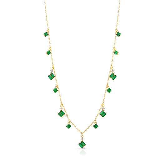 Jantier: Serenity Necklace in Gold-Plated Silver with Green Zircon