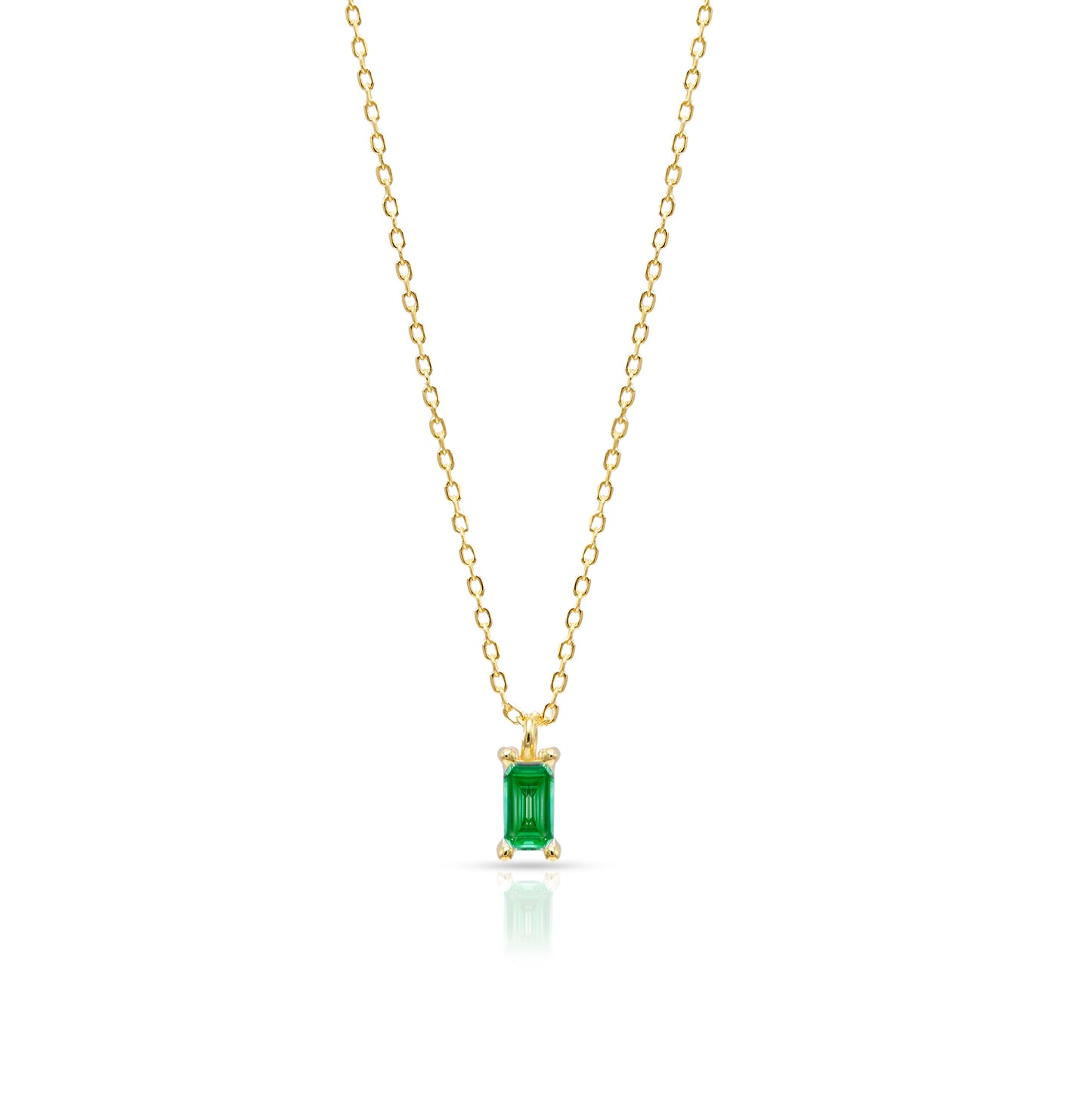 Jantier: Collier Solitaire en Argent Plaqué Or avec Zircon vert