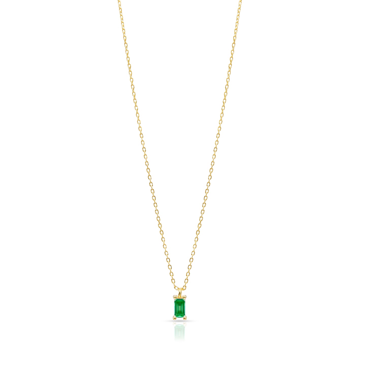 Jantier: Collier Solitaire en Argent Plaqué Or avec Zircon vert