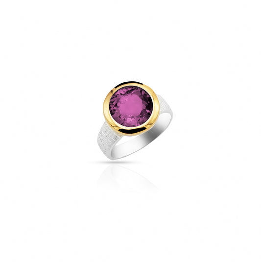 Jantier Audace in Gold: Amethyst Ring & 925 Silver Gold Frame