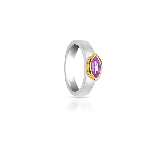 Jantier: Silver & Amethyst Ring, Modern Elegance, Symbol of Wisdom