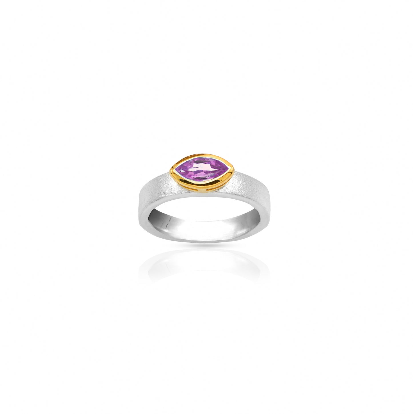 Jantier: Silver & Amethyst Ring, Modern Elegance, Symbol of Wisdom