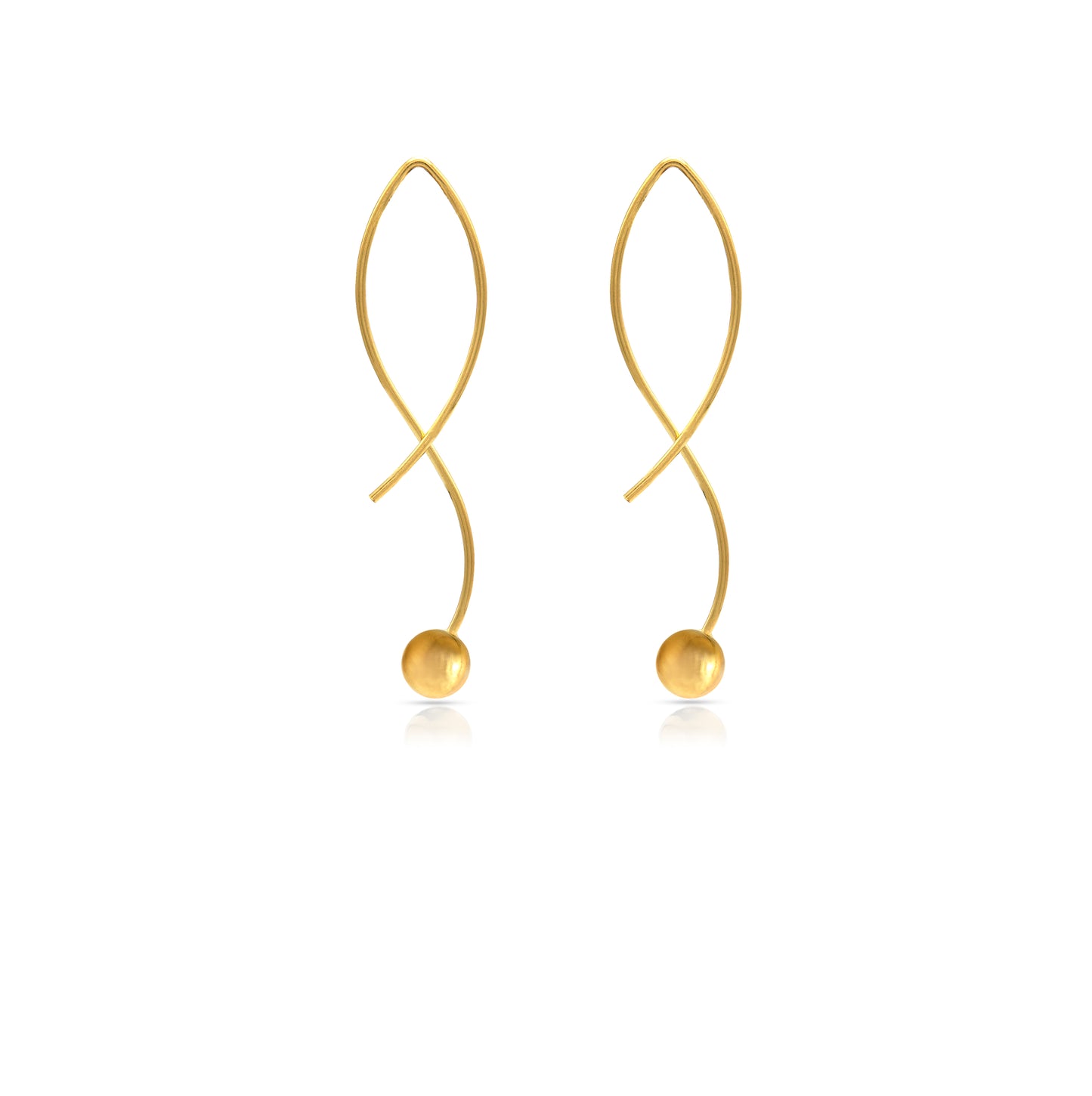 Jantier: Golden Sphere Earrings - Gold-plated silver