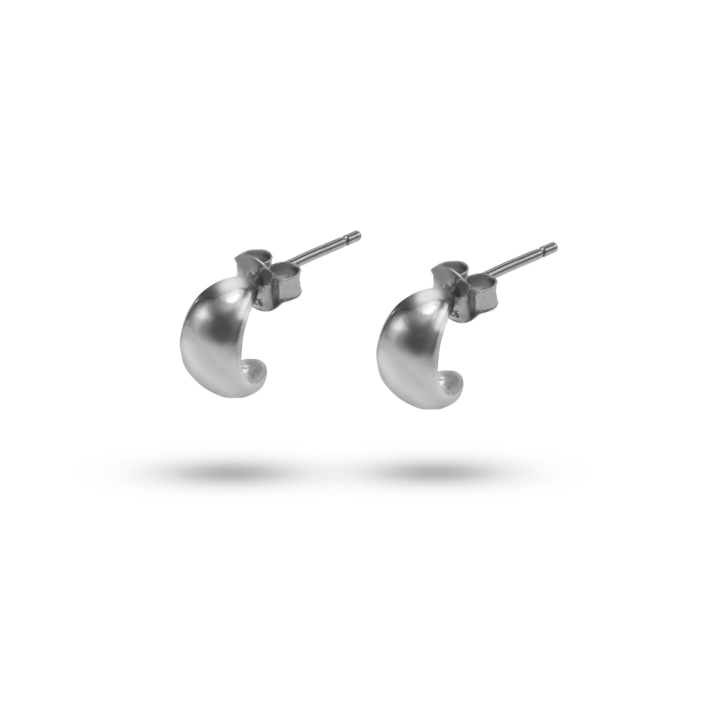 Jantier: Crescent moon earrings in rhodium-plated silver