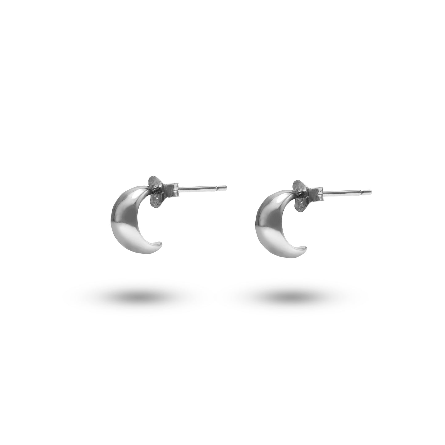 Jantier: Crescent moon earrings in rhodium-plated silver