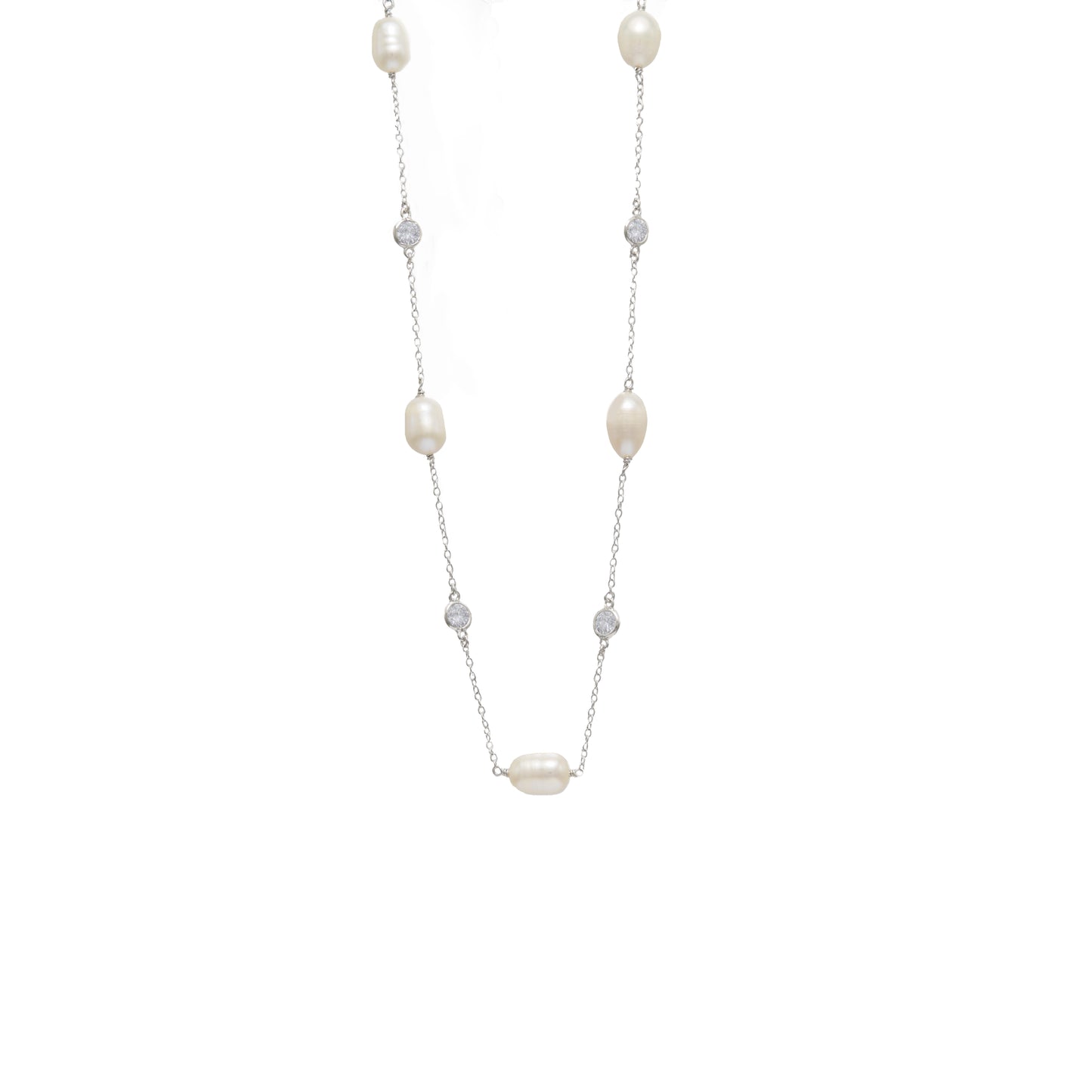 Jantier : Collier Belharra - Argent 925 - Perles nacrées et zircons