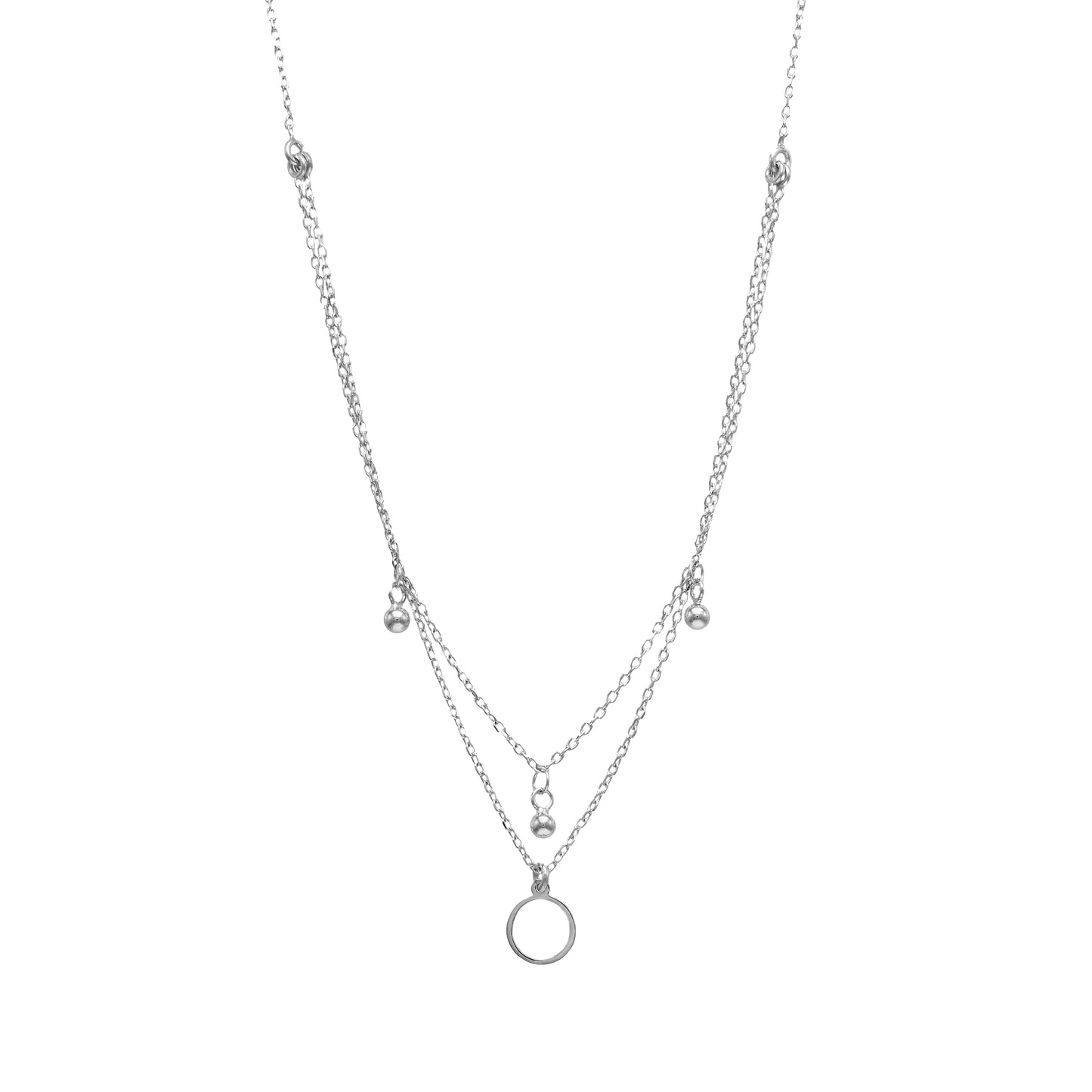 Jantier: Necklace Set - Silver. Rhodium-plated metal