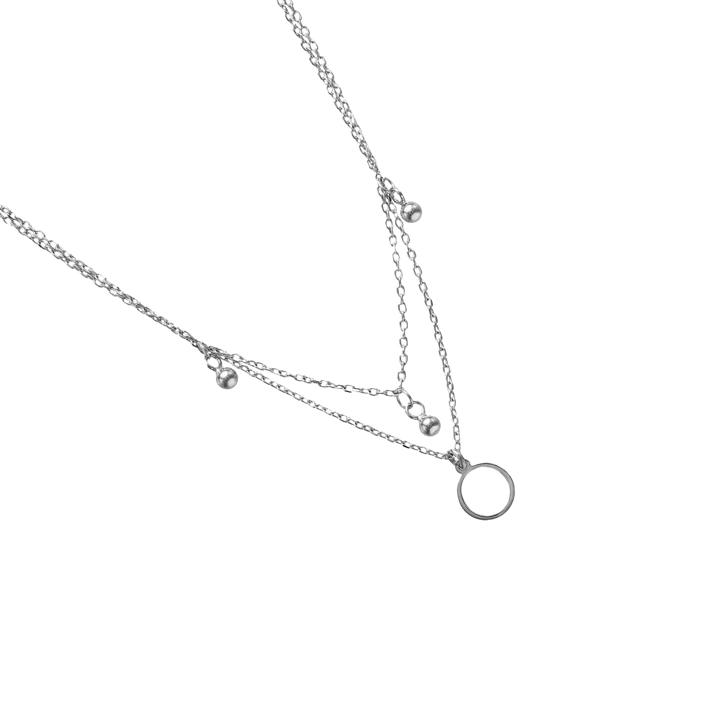 Jantier: Necklace Set - Silver. Rhodium-plated metal