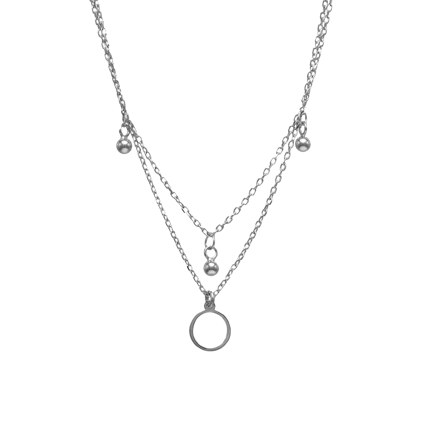 Jantier: Necklace Set - Silver. Rhodium-plated metal