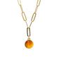 Jantier: Medal necklace - 925/100 fine silver - Gold plated - With solar stone