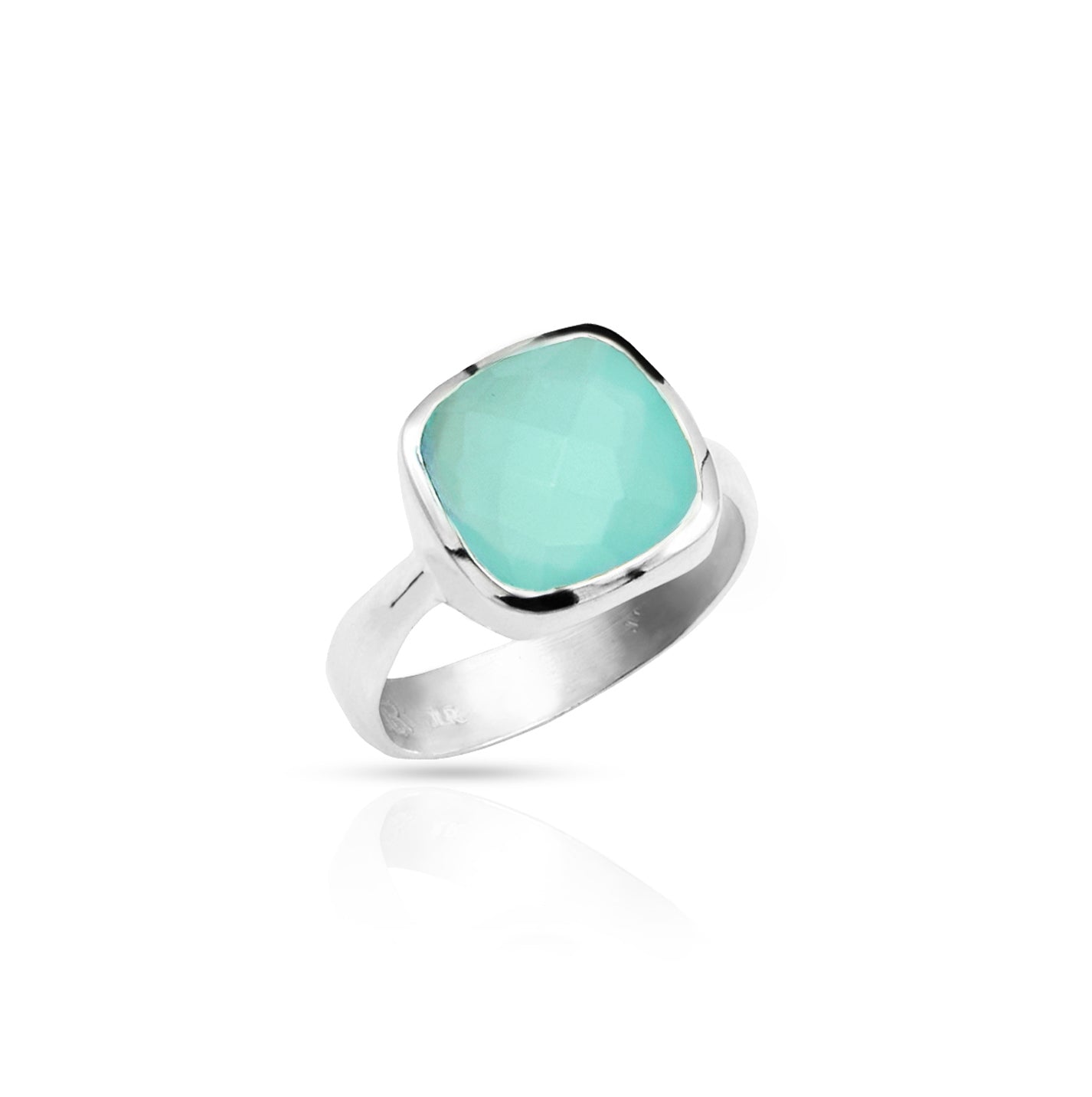 Jantier: Signet Ring in 925 Rhodium Silver with Aquamarine