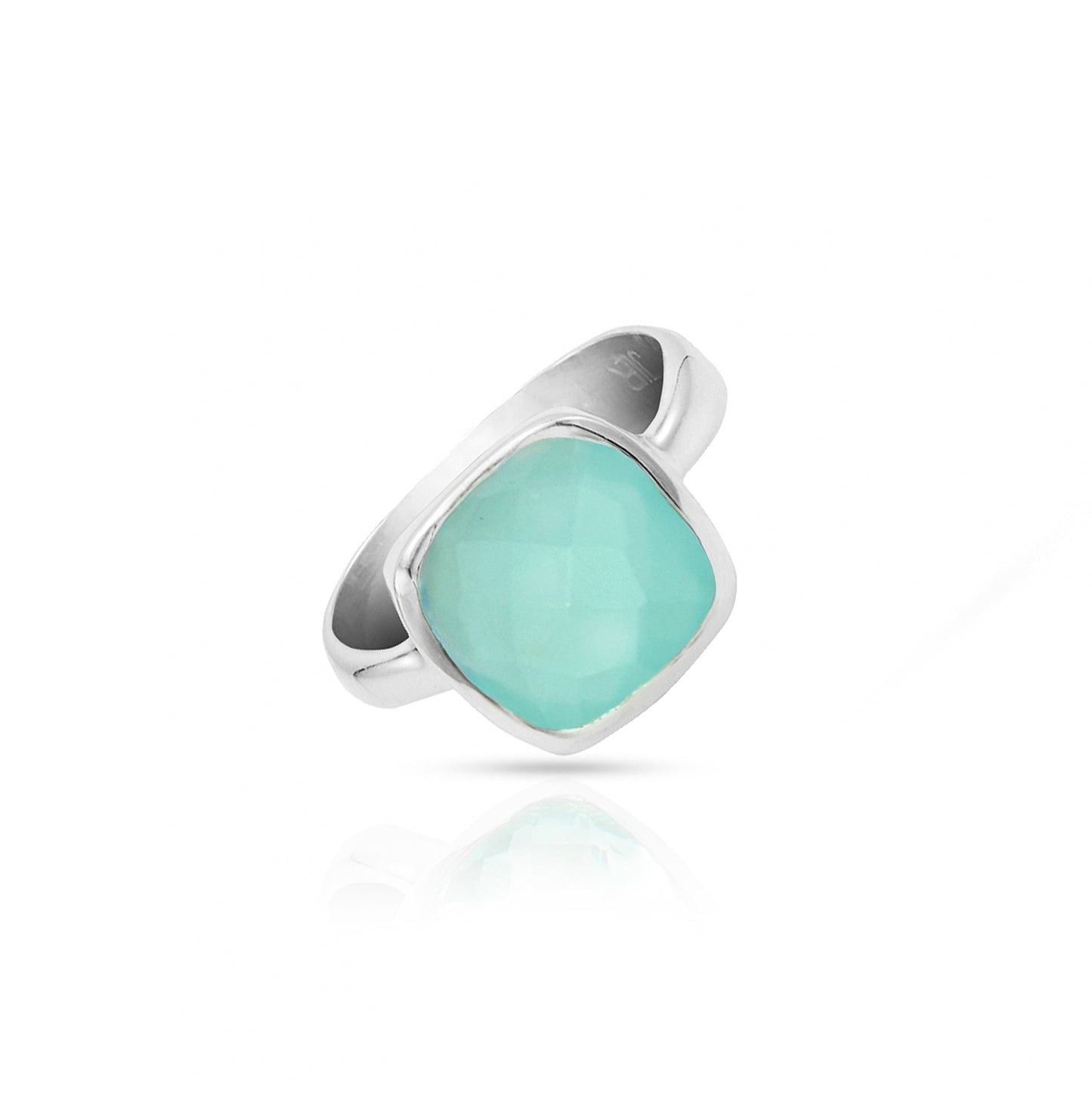 Jantier: Signet Ring in 925 Rhodium Silver with Aquamarine