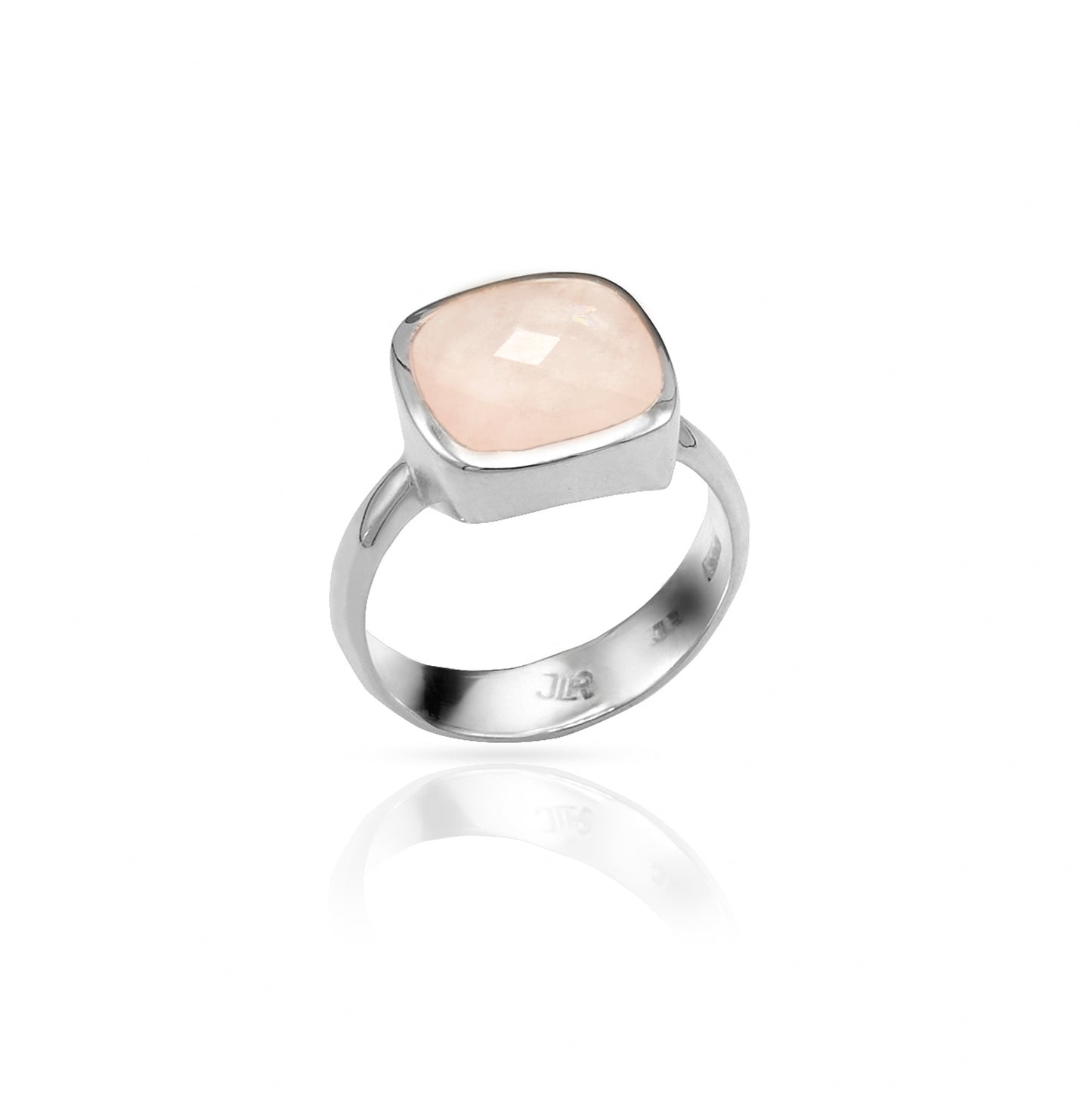 Jantier: Signet Ring in 925 Rhodium Silver with Rose Quartz
