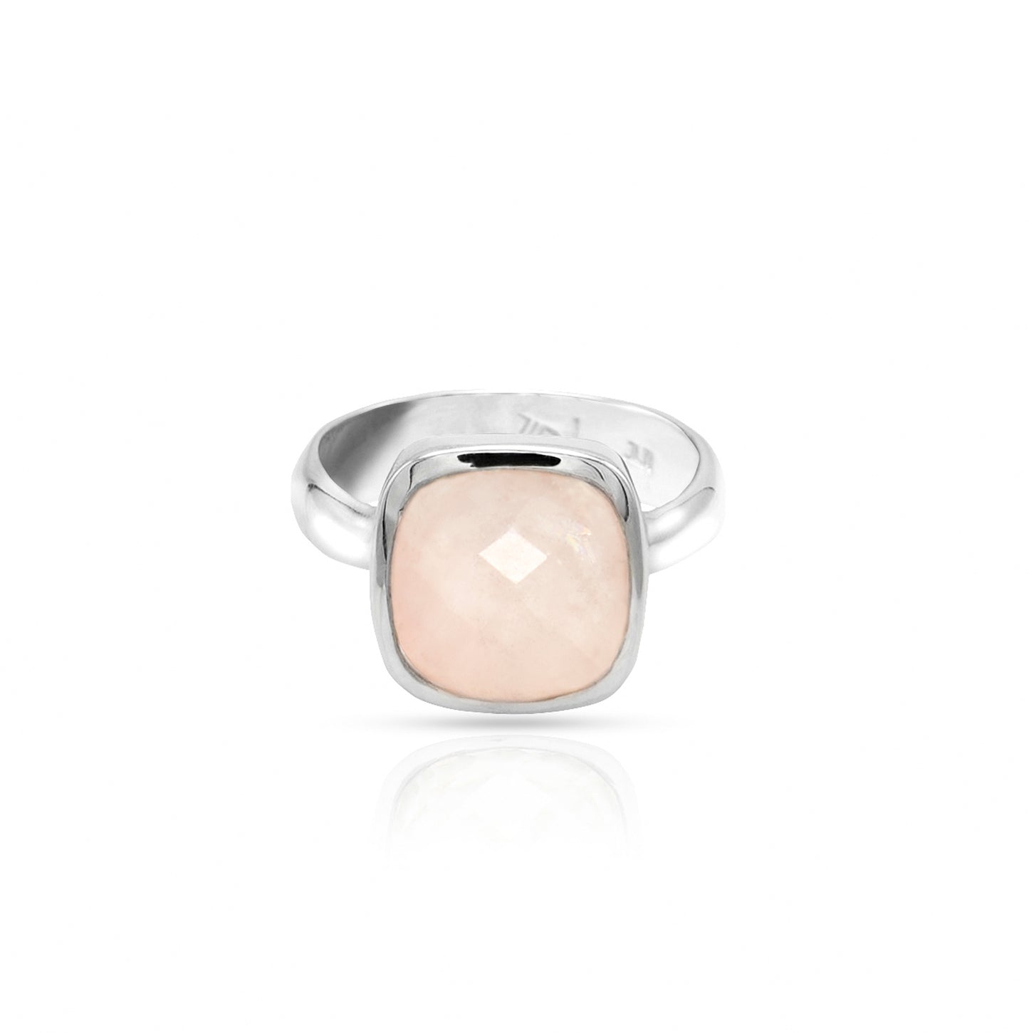 Jantier: Signet Ring in 925 Rhodium Silver with Rose Quartz