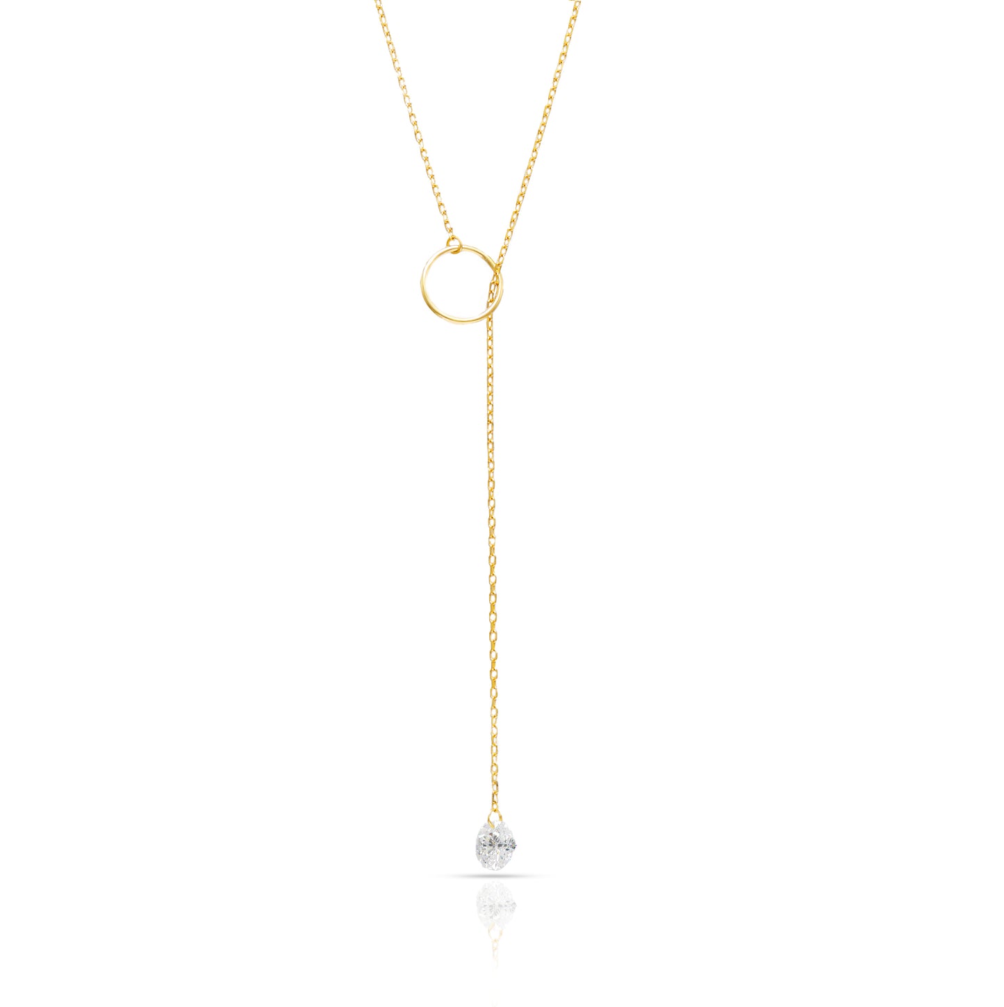 Jantier: Sensuality necklace - Gold-plated silver - Delicate chain with symbolic ring and zircon