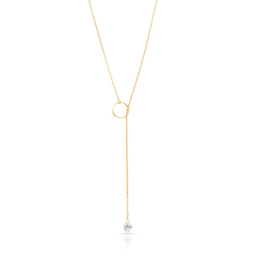 Jantier: Sensuality necklace - Gold-plated silver - Delicate chain with symbolic ring and zircon