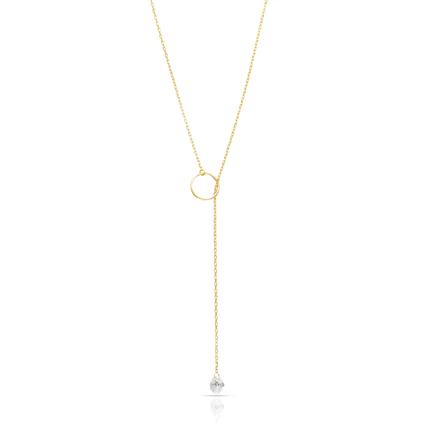 Jantier: Sensuality necklace - Gold-plated silver - Delicate chain with symbolic ring and zircon