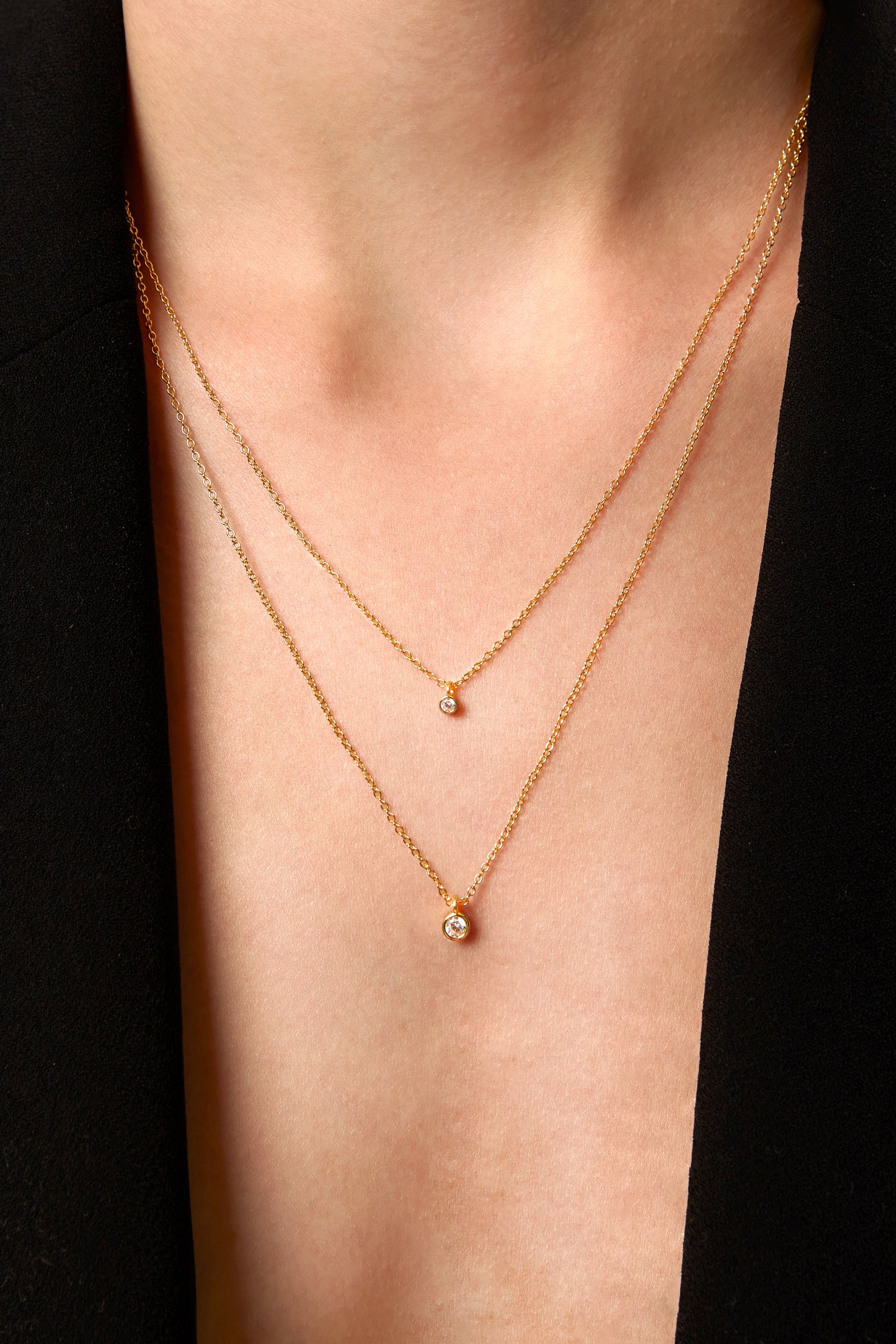 Jantier: The inseparable necklace - 925/100 gold-plated silver - Zircon crystal