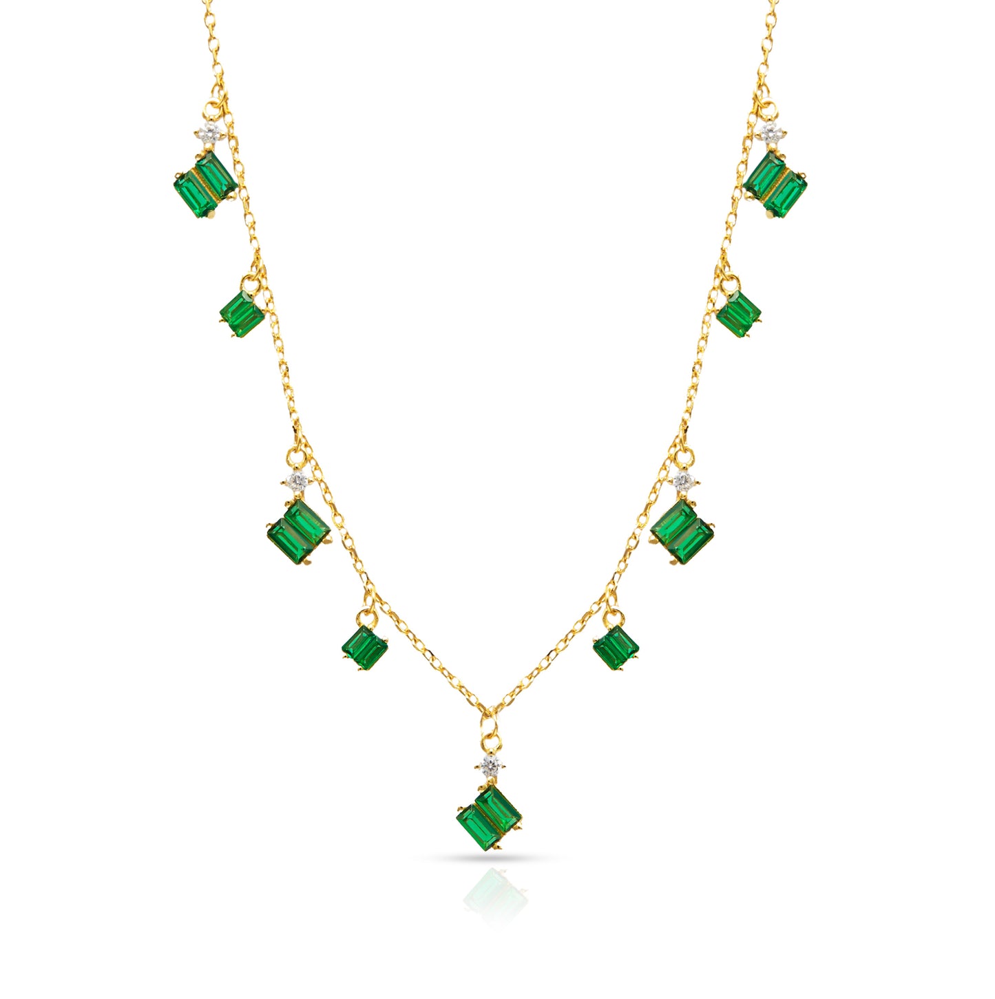 Jantier: Serenity Necklace in Gold-Plated Silver with Green Zircon