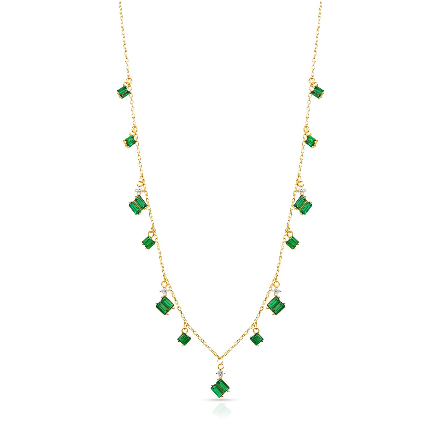 Jantier: Serenity Necklace in Gold-Plated Silver with Green Zircon