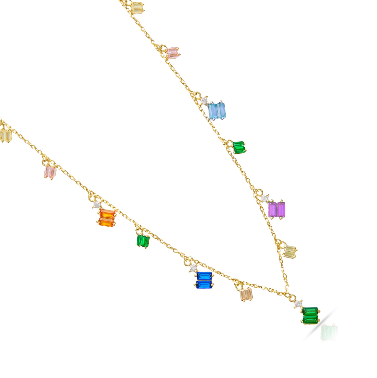 Jantier: The Indomitable Necklace - Gold-plated silver - Multicolored crystals and zircon stones