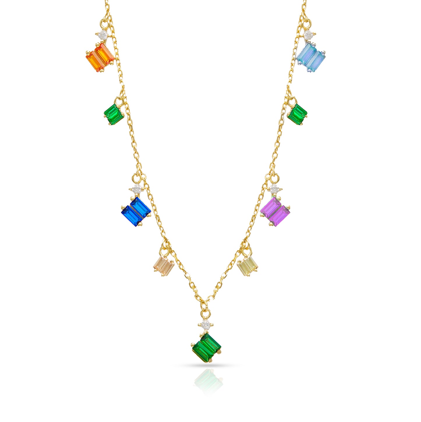 Jantier: The Indomitable Necklace - Gold-plated silver - Multicolored crystals and zircon stones