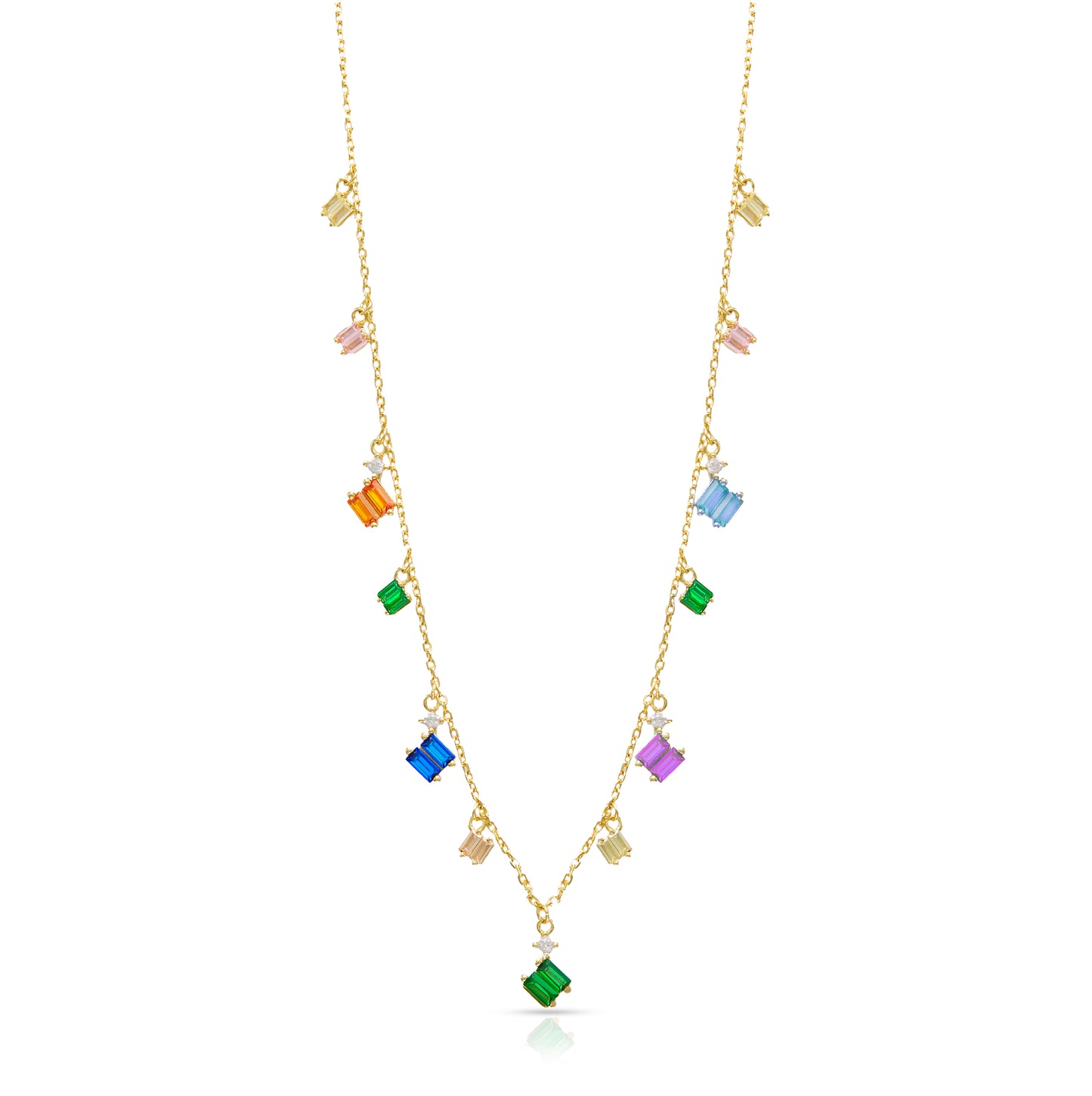 Jantier: The Indomitable Necklace - Gold-plated silver - Multicolored crystals and zircon stones