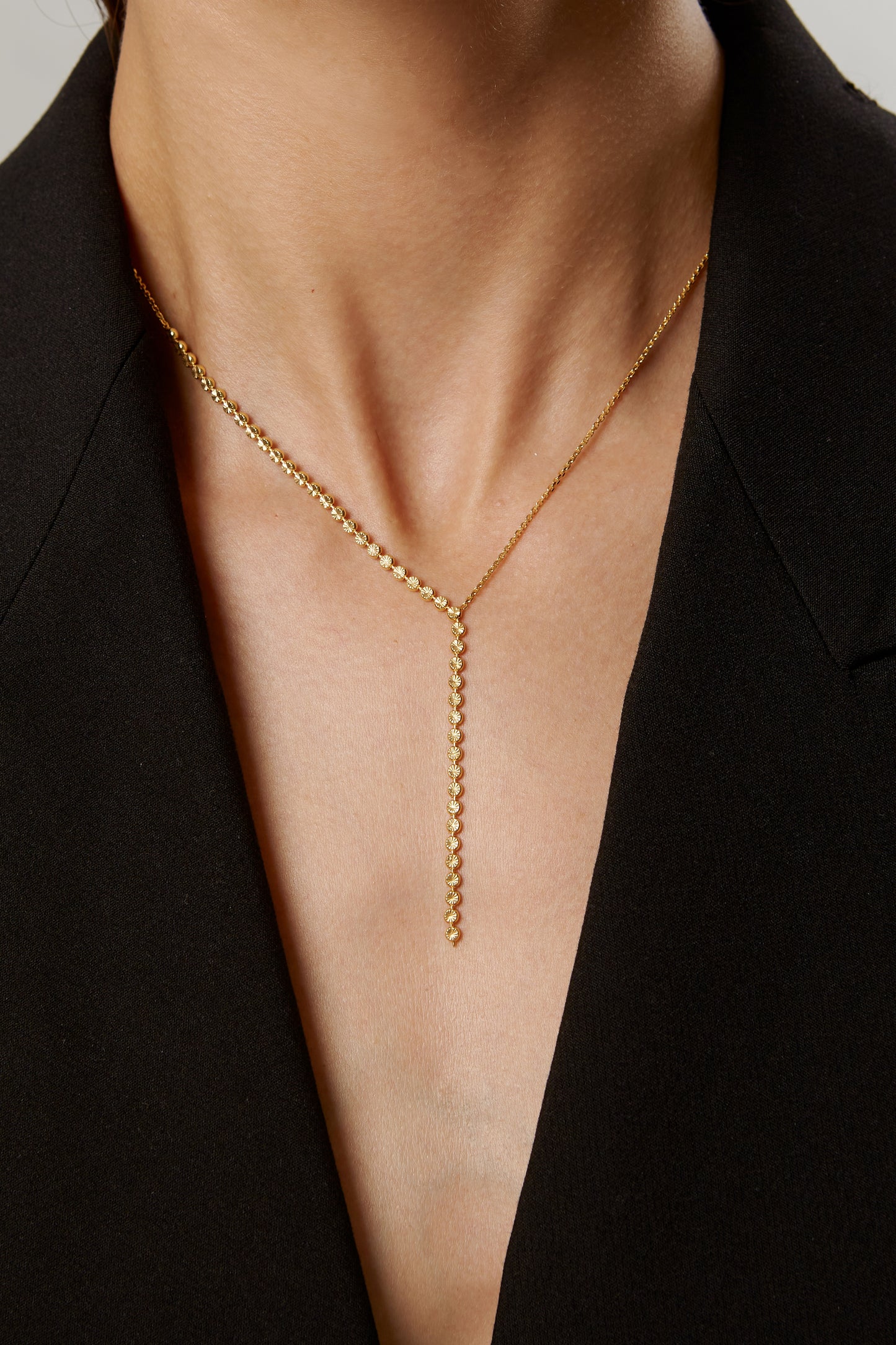 Jantier: XY necklace - Gold-plated silver - Y chain with sun motifs