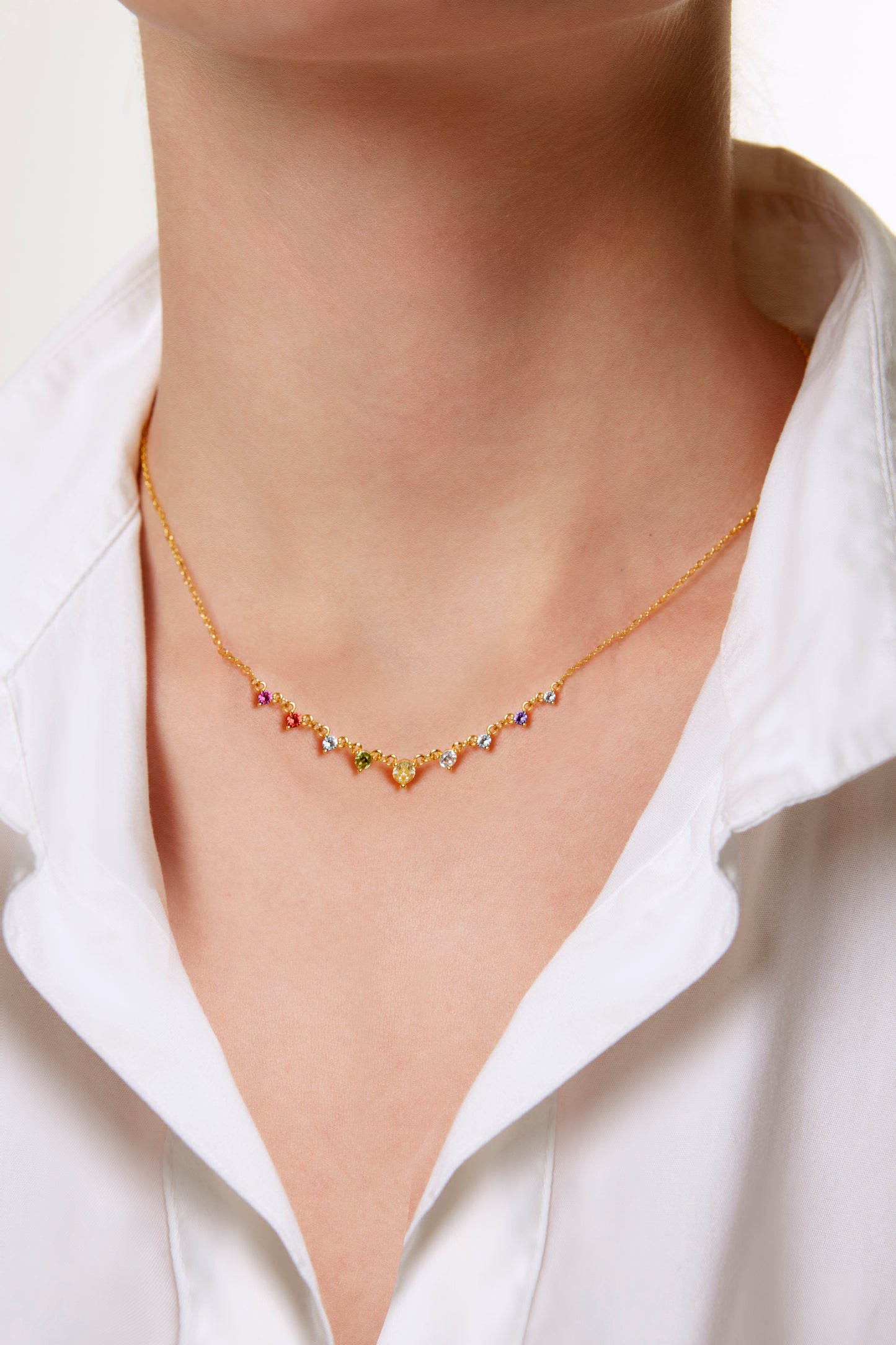 Jantier: Jewels Necklace - Gold-plated silver - Zircon crystals