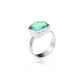 Jantier: 925 Rhodium-plated Silver and Square Green Quartz Signet Ring