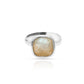 Jantier: 925 Rhodium-plated Silver and Square Labradorite Signet Ring