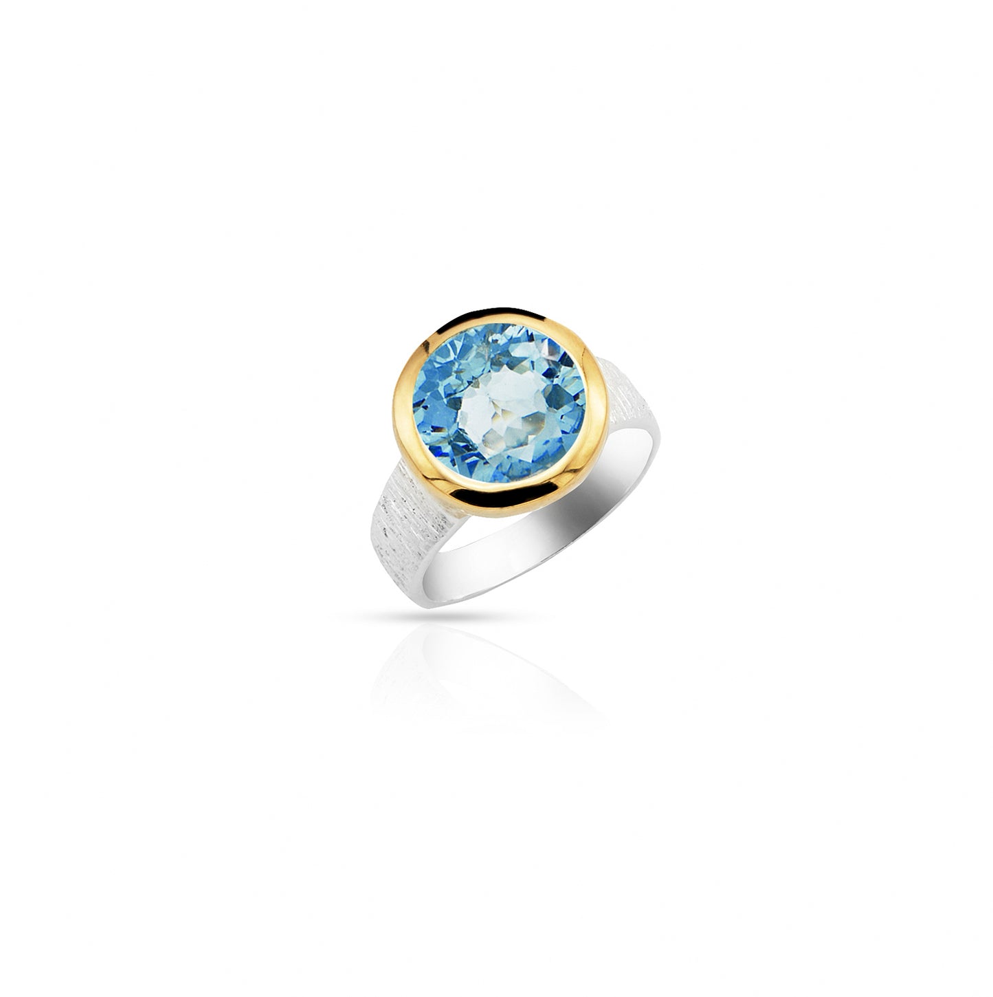 Jantier: Bague en Argent 925 Plaqué Or avec Topaze Lumineuse