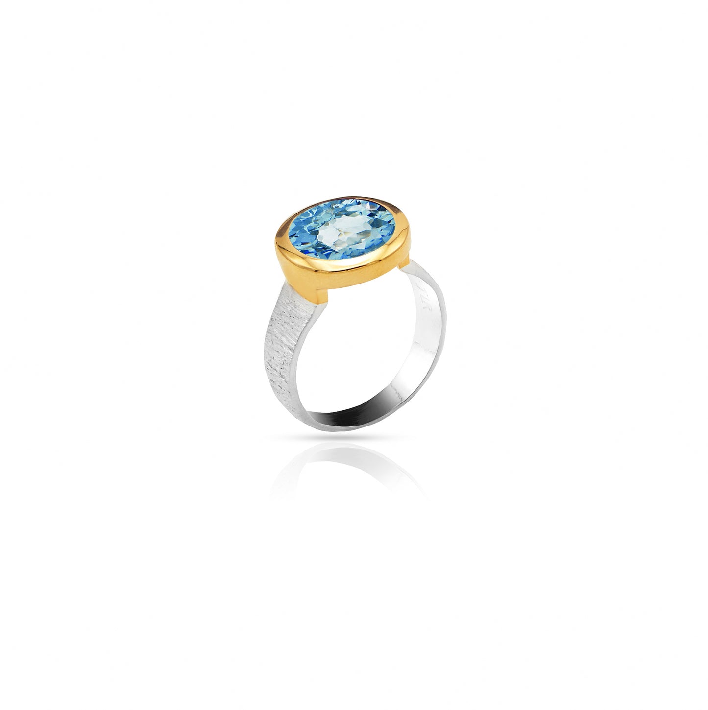 Jantier: Bague en Argent 925 Plaqué Or avec Topaze Lumineuse
