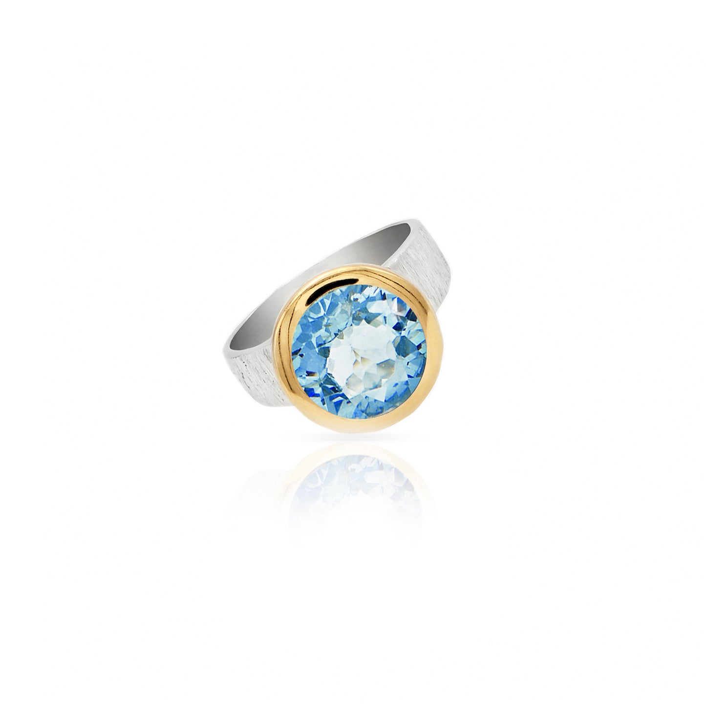 Jantier: Bague en Argent 925 Plaqué Or avec Topaze Lumineuse